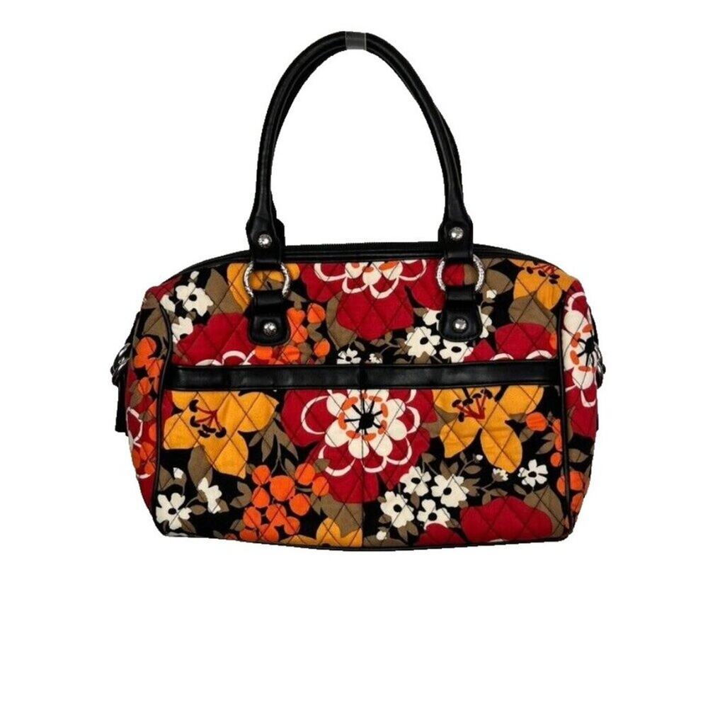Vera Bradley Mini Loft Duffel Bittersweet Quilted Zip Pockets Floral Lined